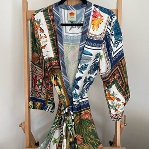 Farm Rio mixed scarf print kimono